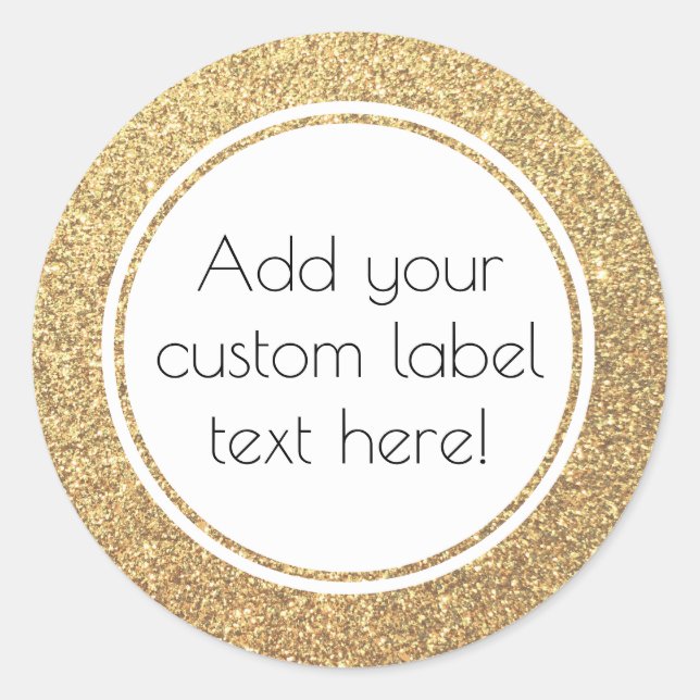 Gold Glitter Pattern Custom Craft Favor Wedding Classic Round Sticker (Front)