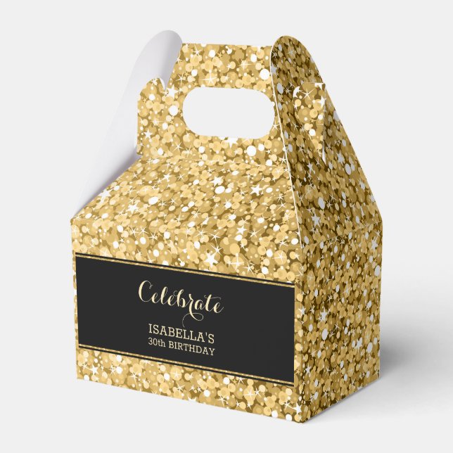 Gold Glitter Pattern Favor Boxes (Front Side)