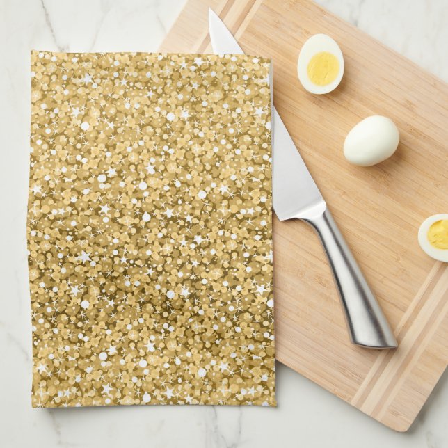 Gold Glitter Pattern Kitchen Towel (Quarter Fold)
