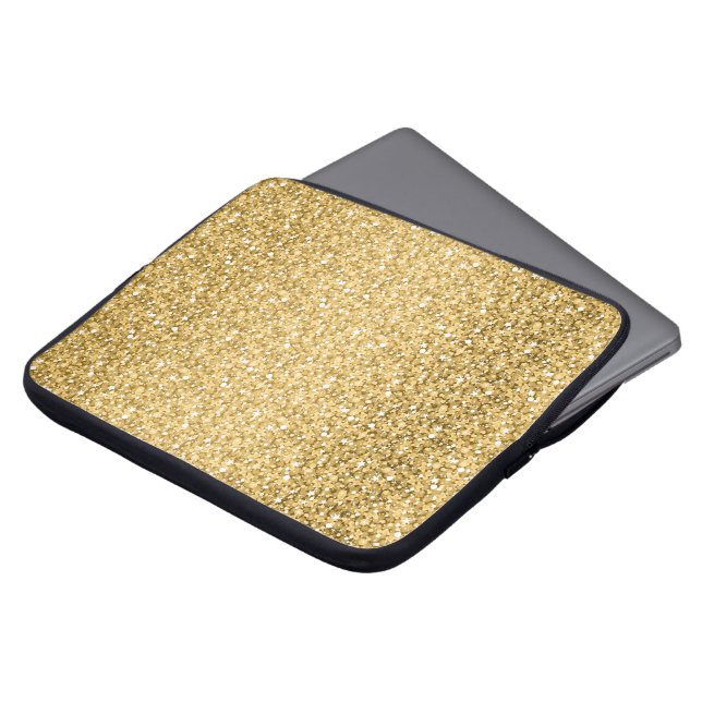 Gold Glitter Pattern Laptop Sleeve (Front Top)