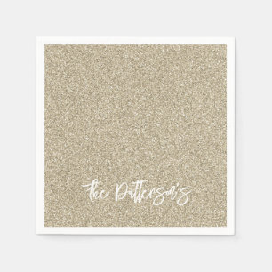 Gold Glitter Pattern NAME Elegant New Years Napkins