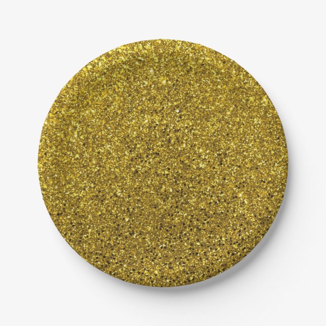 Gold Glitter Pattern Paper Plates (Front)