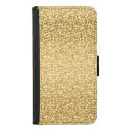 Gold Glitter Pattern Wallet Phone Case For Samsung Galaxy S5