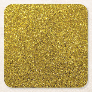 Gold Glitter Pattern Square Paper Coaster