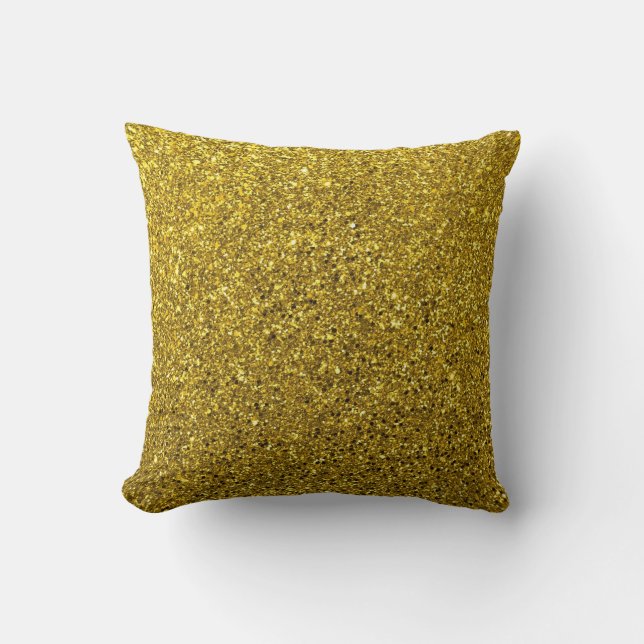 Gold Glitter Pattern Throw Pillow (Front)