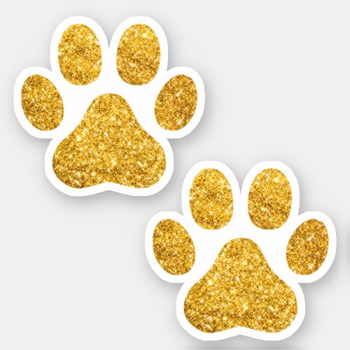 Gold Glitter Paw Prints Pet Lover Sticker