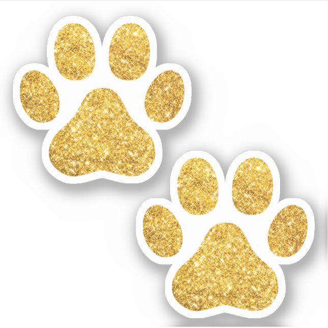 Gold Glitter Paw Prints Pet Lover Sticker (Front)