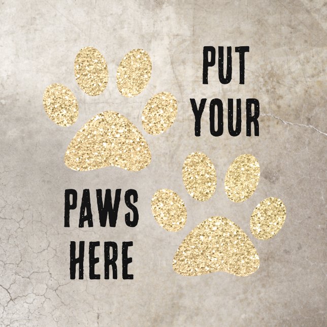 Gold Glitter Paw Prints Standing Spot Floor Decals (Insitu)