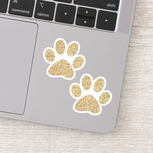 Gold Glitter Paw Prints Sticker