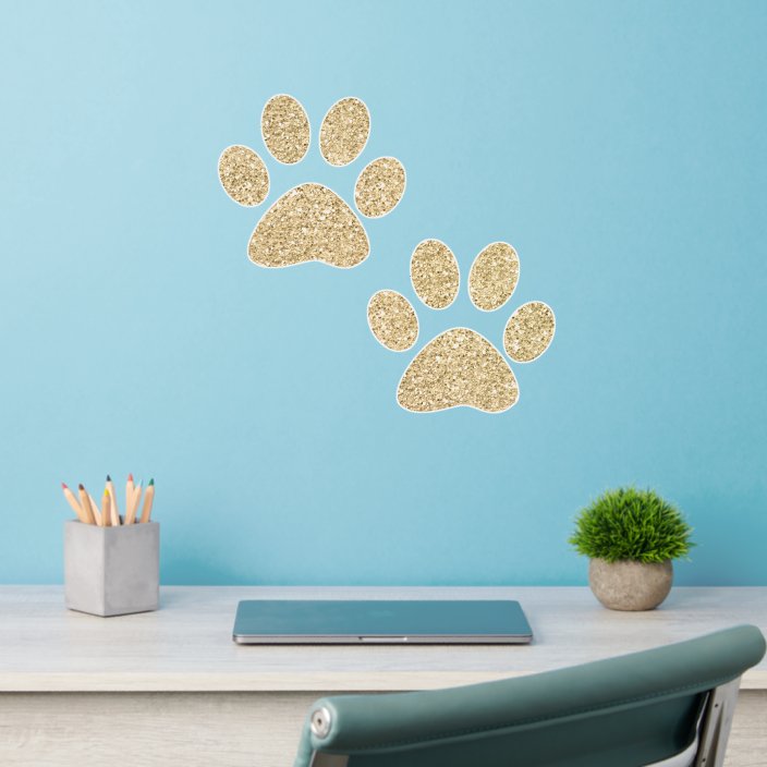 Gold Glitter Paw Prints Wall Decal