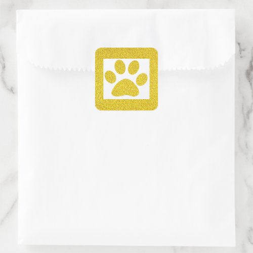 Gold Glitter Paw Prints White Cute Classy Holiday Square Sticker