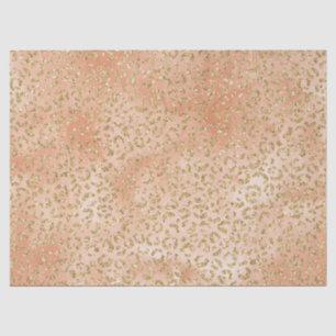 Gold Glitter Peach Rose Leopard Print Tissue Paper