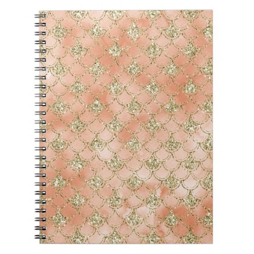 Gold Glitter Peach Rose Mermaid       Notebook