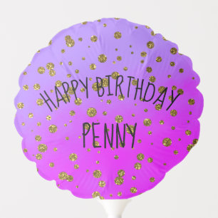Gold Glitter Personalized Birthday Balloon