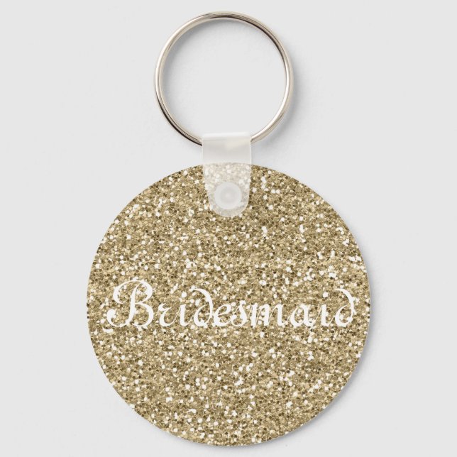 Gold Glitter Personalized Bridesmaid Keychain (Front)