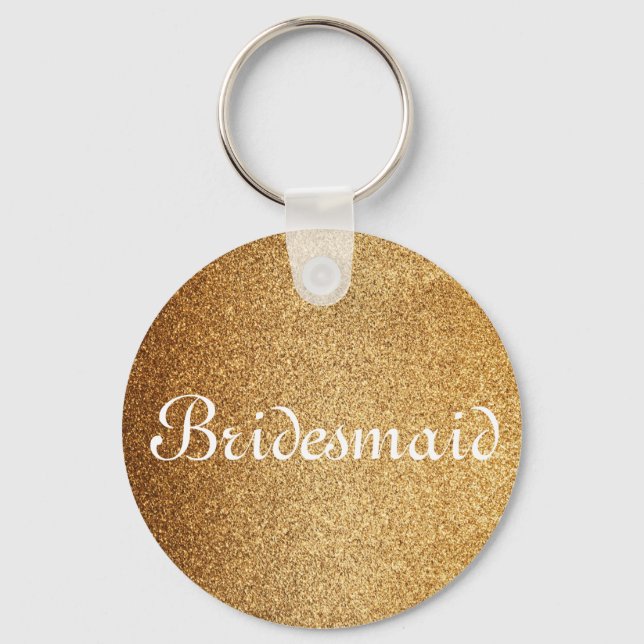 Gold Glitter Personalized Bridesmaid Keychain (Front)