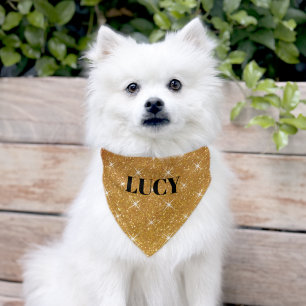 Gold glitter personalized dog name pet bandana collar