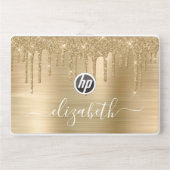 Gold Glitter Personalized HP Laptop Skin (Front)