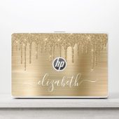 Gold Glitter Personalized HP Laptop Skin (Front)