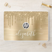 Gold Glitter Personalized HP Laptop Skin (Desk)