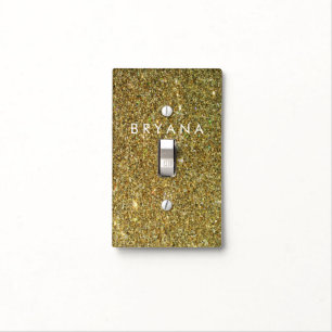 Gold Glitter Personalized Light Switch Cover