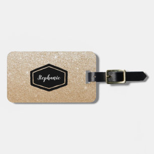 Gold glitter personalized luggage Tag