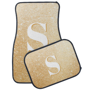 Gold Glitter Personalized Monogram Car Floor Mats