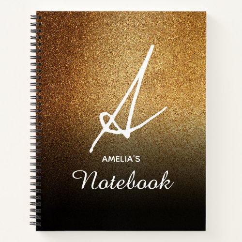 Gold Glitter Personalized Notebook
