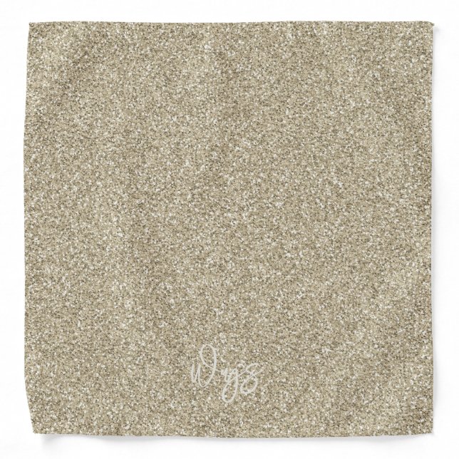 Gold Glitter Pet NAME Elegant Accessory Dog Mom Bandana (Front)