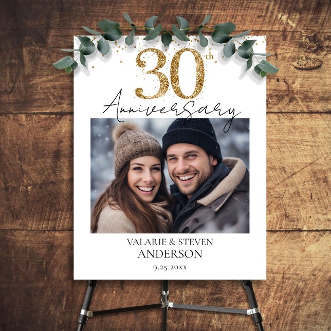 Gold Glitter photo 30th Wedding Anniversary Foam Board (Creator Uploaded)
