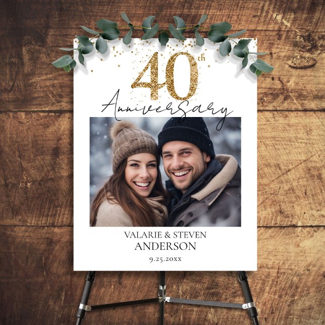 Gold Glitter photo 40th Wedding Anniversary Foam Board (Creator Uploaded)