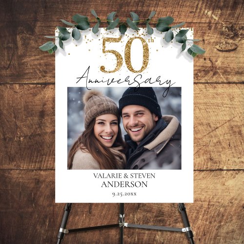 Gold Glitter photo 50th Wedding Anniversary Foam Board