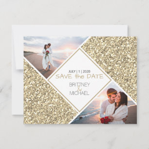 Gold Glitter Photo Collage Announcement