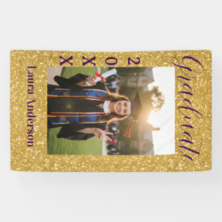 Gold glitter photo graduation add name class text banner