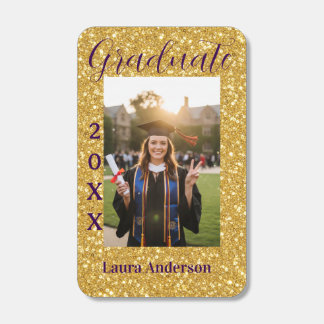Gold glitter photo graduation add name class text matchboxes