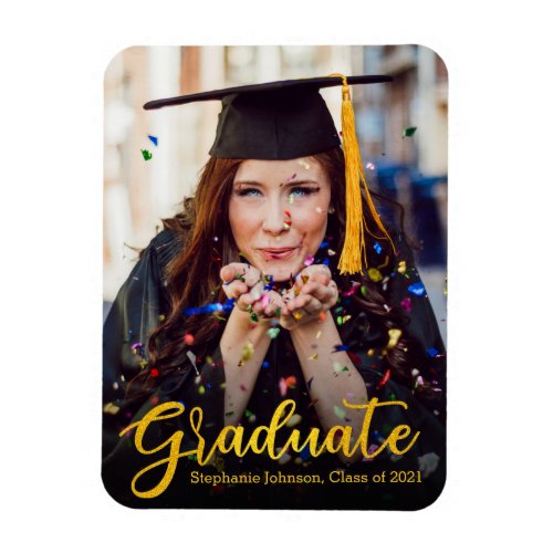 Gold Glitter Photo Graduation Announcement Magnet