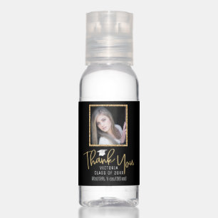 Gold Glitter Photo Graduation Thank You Hand Sanitizer