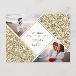 Gold Glitter Photo Photo Save the Date Postcard