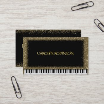Gold Glitter Piano Business Card by glitterbusinesscards at Zazzle