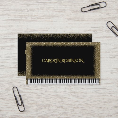 Gold Glitter Piano Business Card