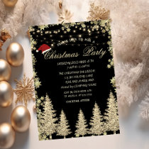 Gold Glitter Pine Tree,Stars Christmas Company  Invitation