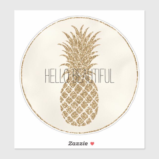 Gold Glitter Pineapple Sticker (Sheet)