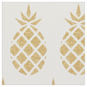 Gold Glitter Pineapple Tropical Summer Fabric