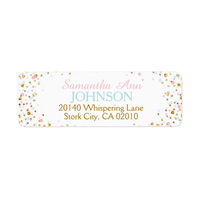 Gold Glitter Pink Blue Twins Sprinkles Label (Front)