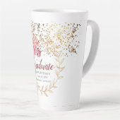 Gold Glitter Pink Blush Marsala Floral Graduate Latte Mug (Right Angle)