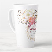 Gold Glitter Pink Blush Marsala Floral Graduate Latte Mug (Left Angle)
