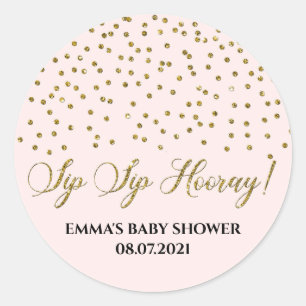 Gold Glitter Pink Confetti Sip Sip Hooray Classic Round Sticker