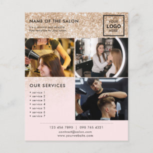 Gold Glitter Pink Marketing Photo Flyer for Salon