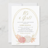 Gold Glitter Pink Pumpkins It's a Girl Baby Shower Invitation (Front)