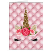 Gold Glitter & Pink Roses Unicorn Party Thank You (Front)